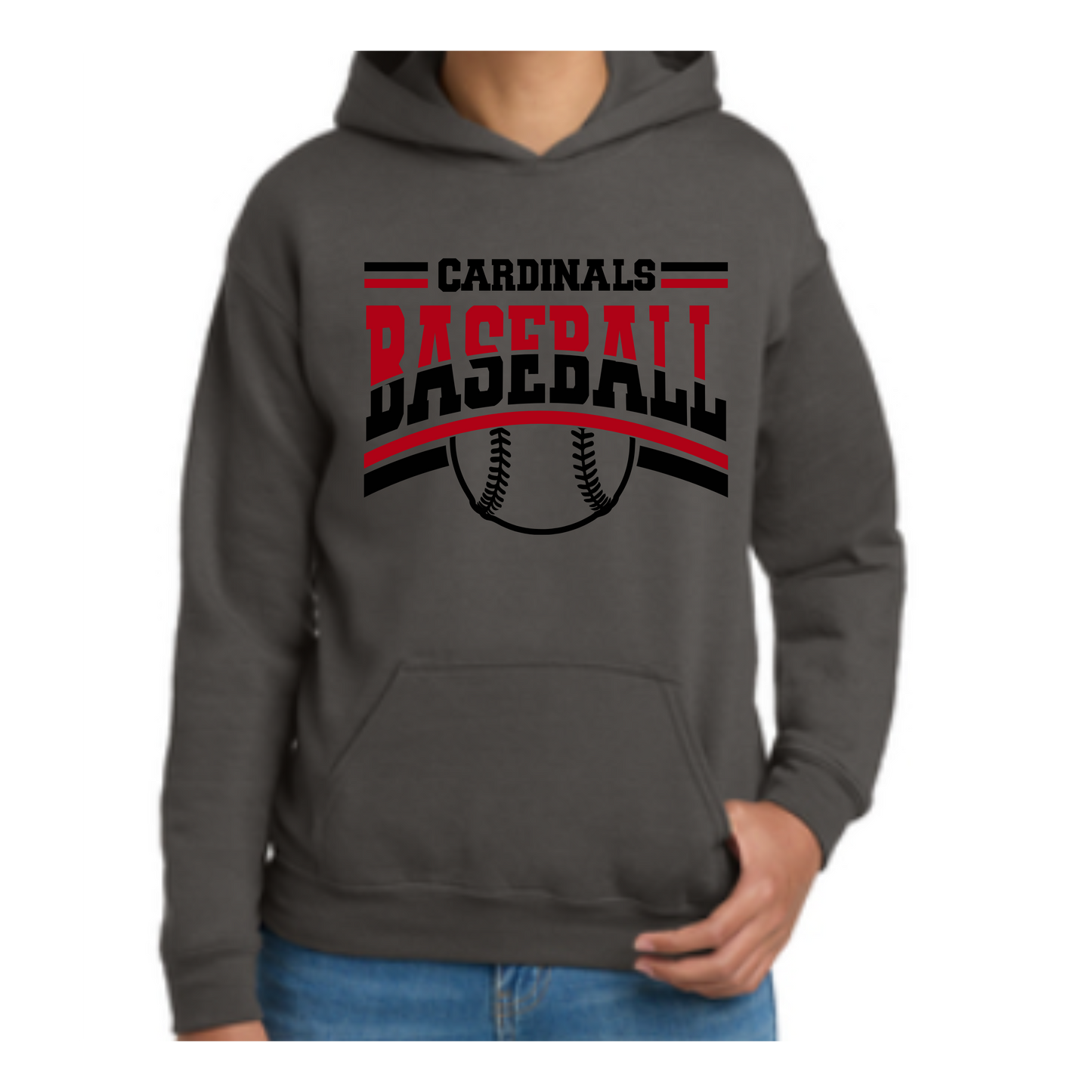 Cardinal Baseball Hoodie- Gildan