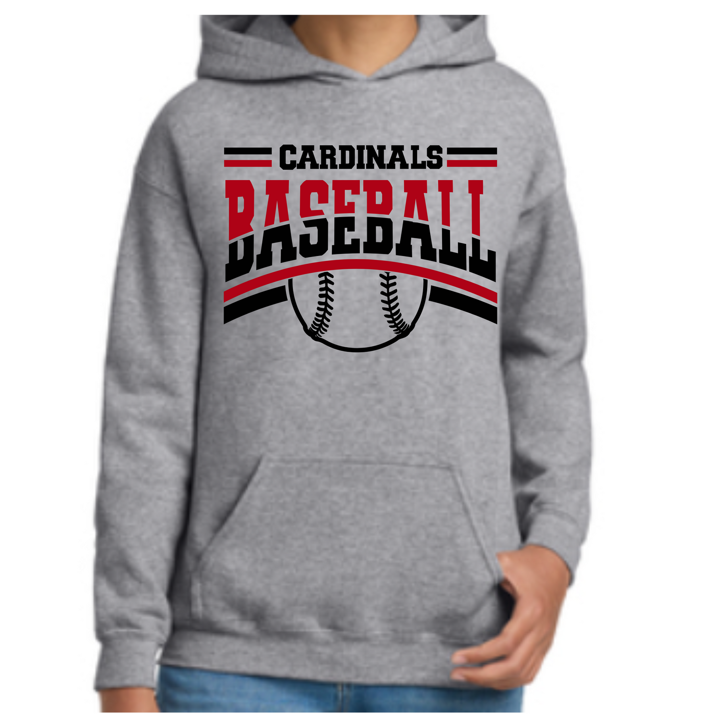Cardinal Baseball Hoodie- Gildan