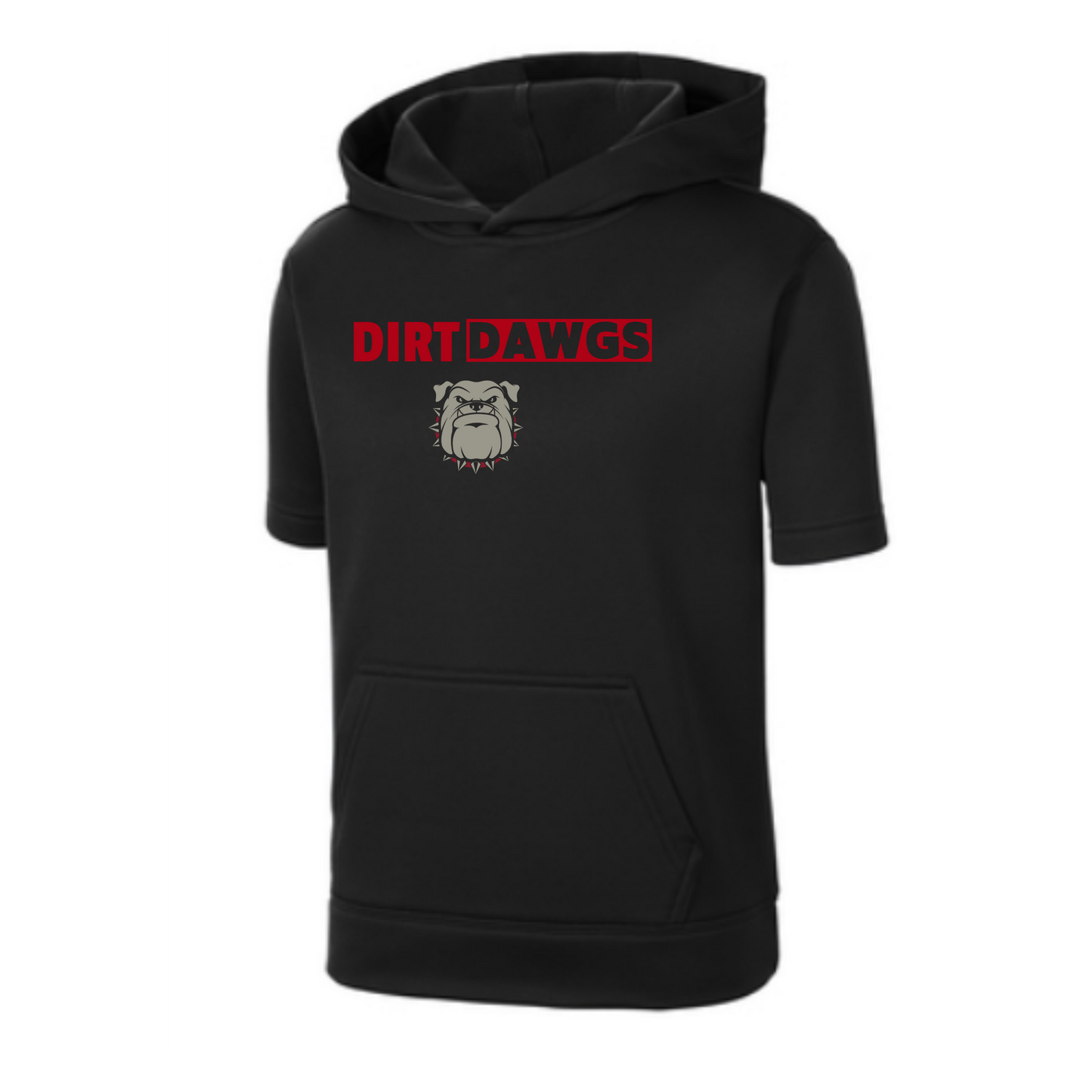 Dirt Dawg Mascot Performance Short Sleeve Hooded Sweatshirt