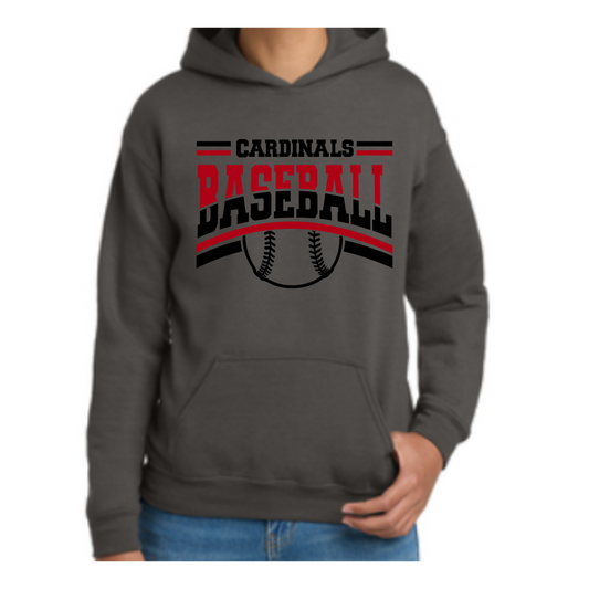Cardinal Baseball Hoodie- Gildan