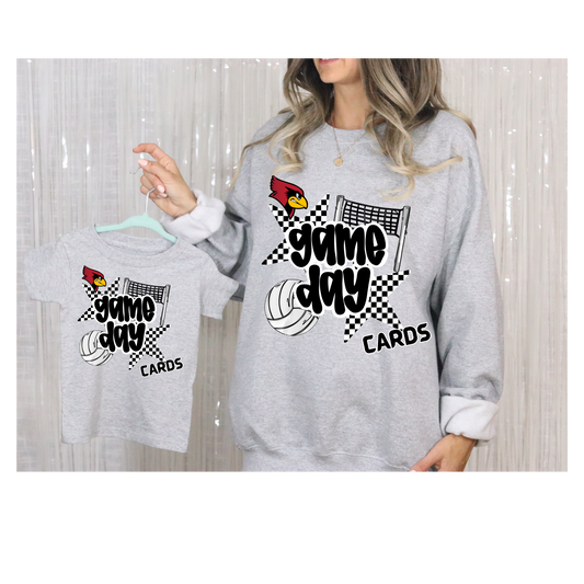 Retro Game Day Volleyball Cardinal Crewneck- Gildan