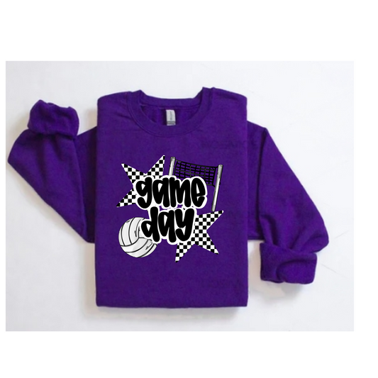 Retro Game Day Volleyball Crewneck- Gildan